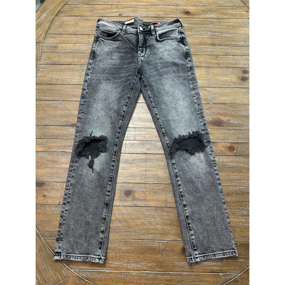 Pilcro Anthropologie Jeans Womens 29 Gray Distressed Straight Leg Denim